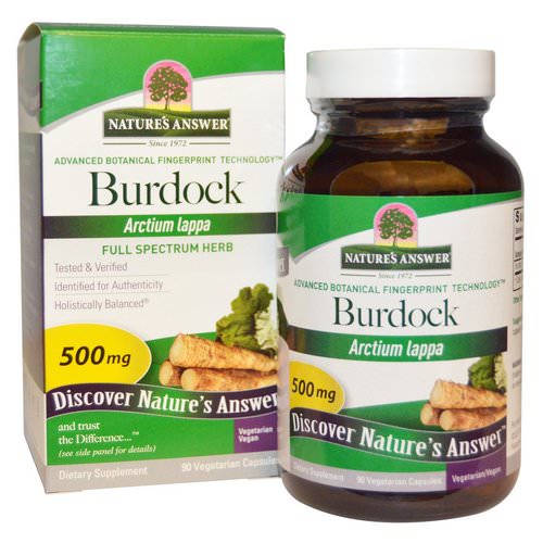 Nature's Answer, Burdock, Full Spectrum Herb, 500 mg, 90 Vegetarian Capsules فوائد