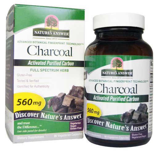 Nature's Answer, Charcoal, Activated Purified Carbon, 560 mg, 90 Vegetarian Capsules فوائد