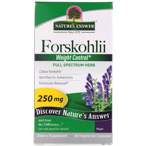 Nature's Answer, Forskohlii, 250 mg, 60 Vegetarian Capsules فوائد