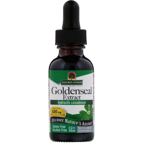 Nature's Answer, Goldenseal Extract, Alcohol Free, 500 mg, 1 fl oz (30 ml) فوائد