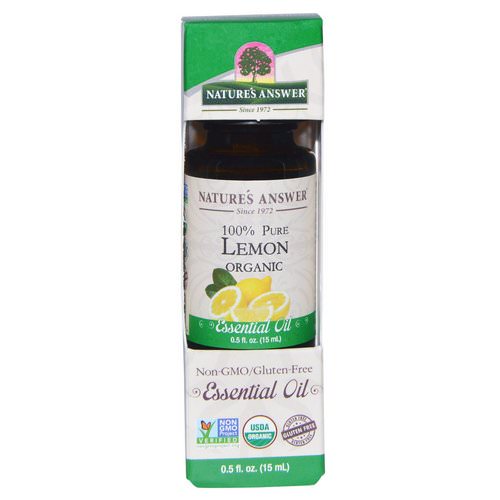 Nature's Answer, Organic Essential Oil, 100% Pure Lemon, 0.5 fl oz (15 ml) فوائد