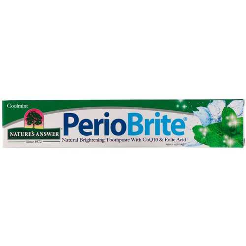 Nature's Answer, PerioBrite Natural Brightening Toothpaste with CoQ10 & Folic Acid, Cool Mint, 4 oz (113.4g) فوائد