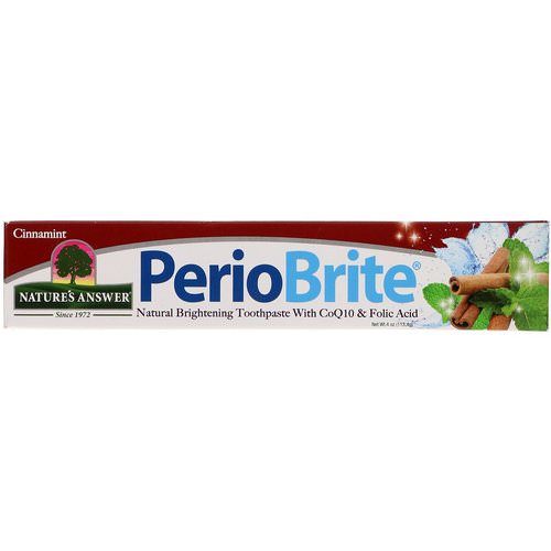 Nature's Answer, PerioBrite, Natural Brightening Toothpaste with CoQ10 & Folic Acid, Cinnamint, 4 oz (113.4 g) فوائد