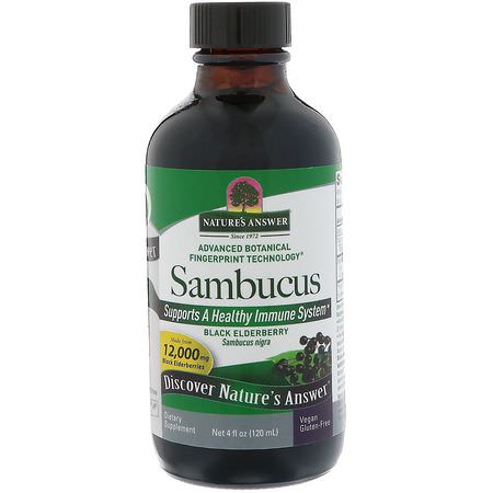 Nature's Answer Elderberry Sambucus Cold Cough Flu - أنفلونزا, سعال, بارد, ملاحق