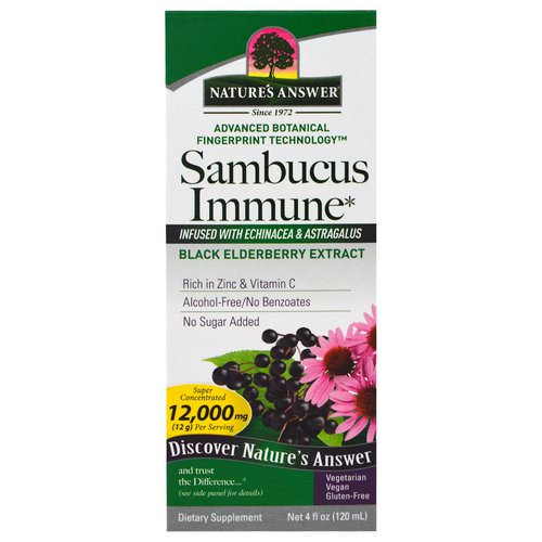 Nature's Answer, Sambucus Immune, Infused with Echinacea & Astragalus, 12,000 mg, 4 fl oz (120 ml) فوائد