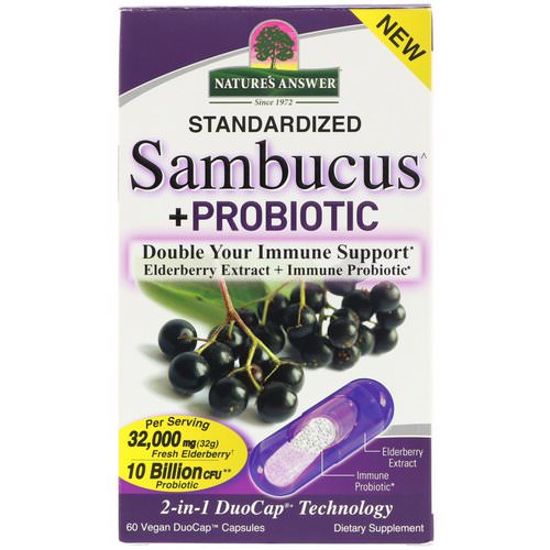 Nature's Answer, Sambucus + Probiotic, 60 Vegan DuoCap Capsules فوائد
