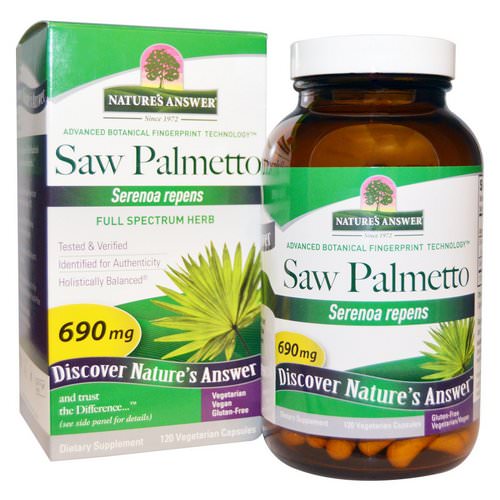 Nature's Answer, Saw Palmetto, Full Spectrum Herb, 690 mg, 120 Vegetarian Capsules فوائد