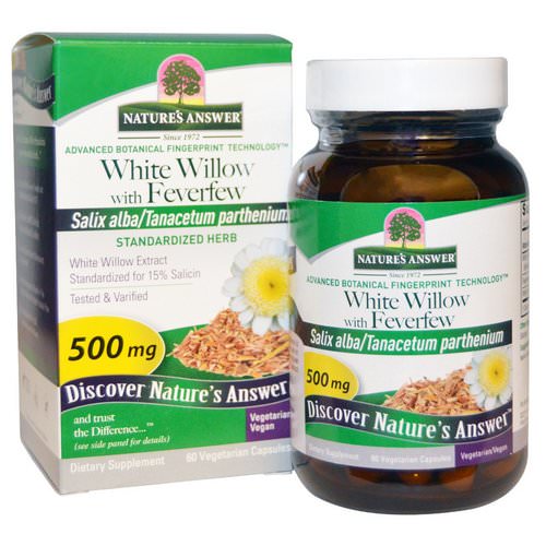 Nature's Answer, White Willow with Feverfew, 500 mg, 60 Vegetarian Capsules فوائد