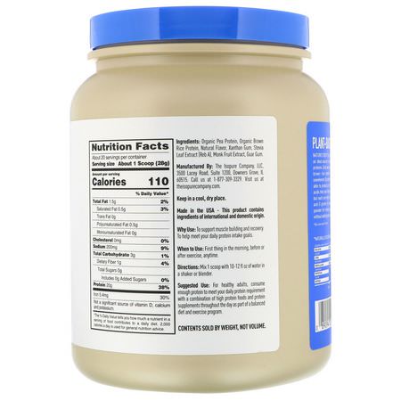 Nature's Best, IsoPure, Plant-Based Protein, Vanilla, 1.23 lb (558 g):البر,تين النباتي, المصنع