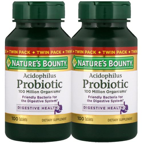 Nature's Bounty, Acidophilus Probiotic, Twin Pack, 100 Tablets Each فوائد