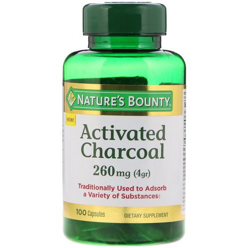 Nature's Bounty, Activated Charcoal, 260 mg, 100 Capsules فوائد