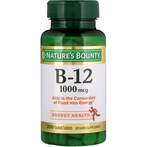 Nature's Bounty, B-12, 1,000 mcg, 200 Coated Tablets فوائد