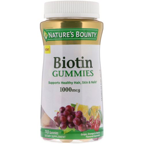 Nature's Bounty, Biotin Gummies, Grape, Orange & Cherry Flavored, 1000 mcg, 110 Gummies فوائد