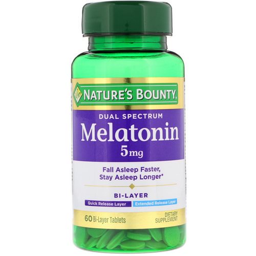 Nature's Bounty, Dual Spectrum, Melatonin, 5 mg, 60 Bi-Layer Tablets فوائد