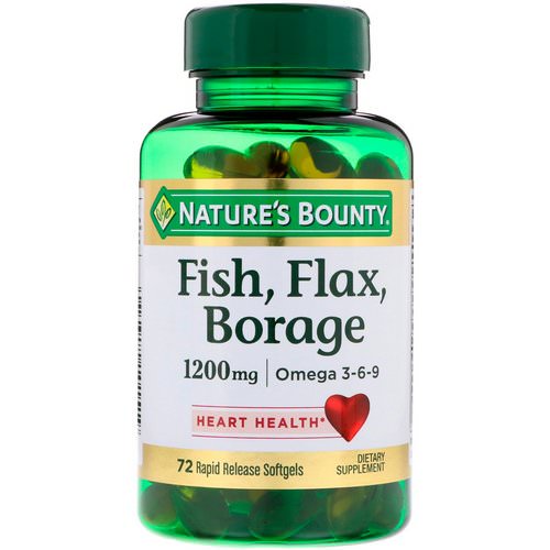 Nature's Bounty, Fish, Flax, Borage, 1,200 mg, 72 Rapid Release Softgels فوائد
