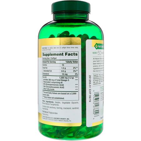 Nature's Bounty, Fish Oil, 1200 mg, 320 Rapid Release Softgels:زيت السمك أ,ميغا 3, EPA DHA