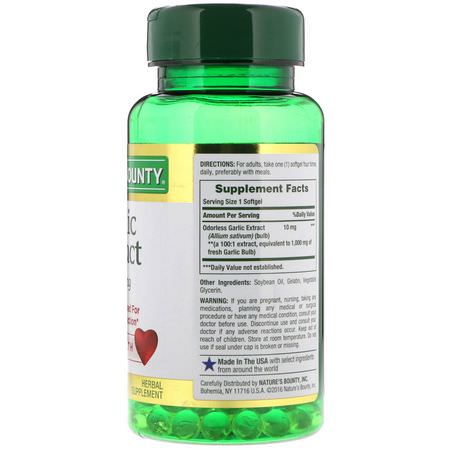 Nature's Bounty, Garlic Extract, 1,000 mg, 100 Rapid Release Softgels:الث,م, المعالجة المثلية