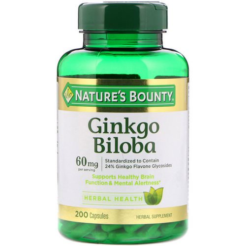 Nature's Bounty, Ginkgo Biloba, 60 mg, 200 Capsules فوائد
