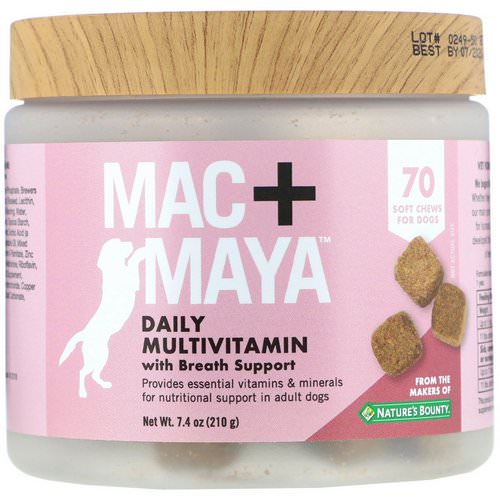Nature's Bounty, Mac + Maya, Daily Multivitamin with Breath Support, For Dogs, 70 Soft Chews فوائد