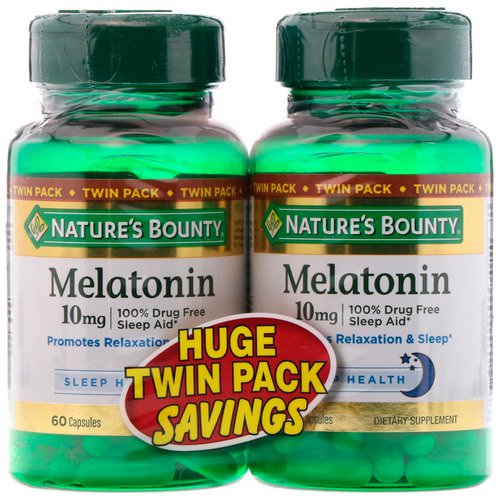 Nature's Bounty, Melatonin, Twin Pack, 10 mg, 60 Capsules Each فوائد