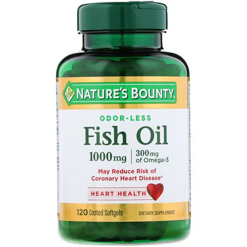 Nature's Bounty, Odorless Fish Oil, 1,000 mg, 120 Coated Softgels فوائد