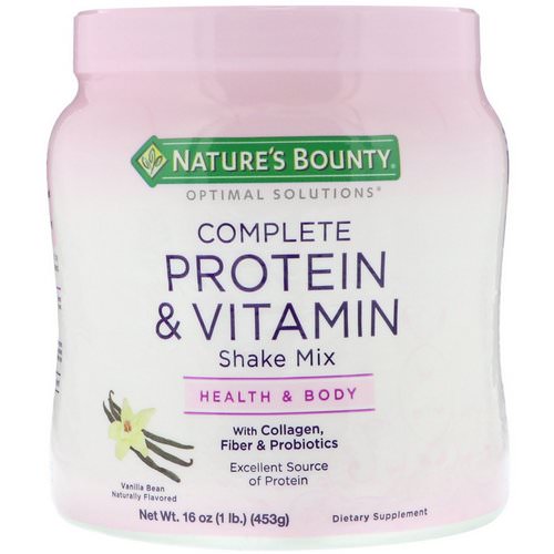 Nature's Bounty, Optimal Solutions, Complete Protein & Vitamin Shake Mix, Vanilla Bean, 16 oz (453 g) فوائد