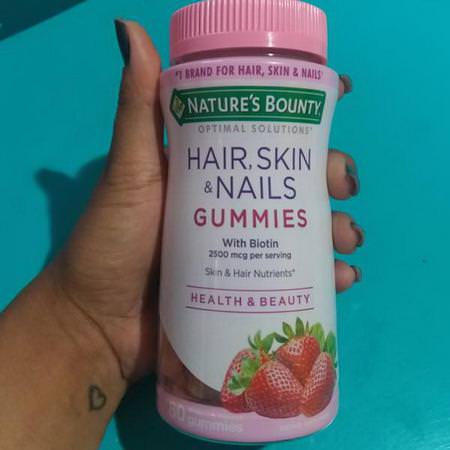 Nature's Bounty, Optimal Solutions, Hair, Skin & Nails, Strawberry Flavored, 80 Gummies