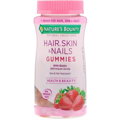 Nature's Bounty, Optimal Solutions, Hair, Skin & Nails, Strawberry Flavored, 80 Gummies فوائد