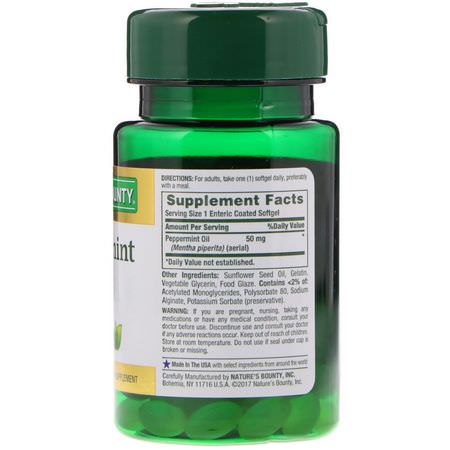 Nature's Bounty, Peppermint Oil, 50 mg, 90 Coated Softgels:النعناع, المعالجة المثلية