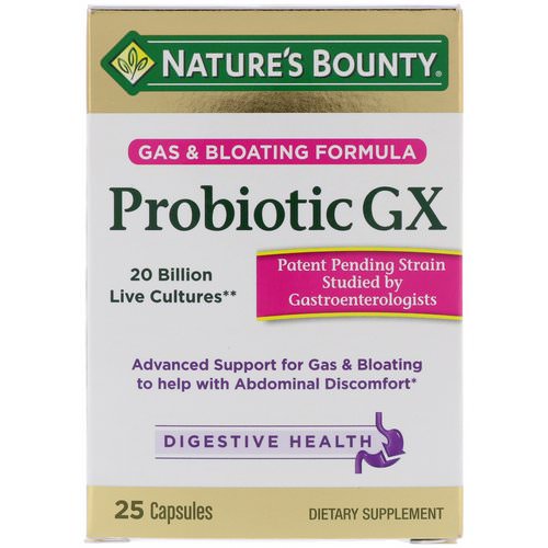 Nature's Bounty, Probiotic GX, Gas & Bloating Formula, 25 Capsules فوائد