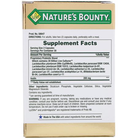 Nature's Bounty, Ultra Strength Probiotic 10, 60 Capsules:البر,بي,تيك, الهضم