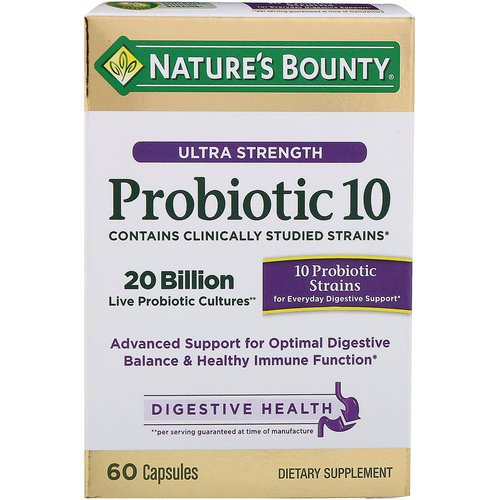 Nature's Bounty, Ultra Strength Probiotic 10, 60 Capsules فوائد