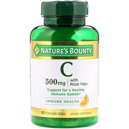 Nature's Bounty, Vitamin C with Rose Hips, Natural Orange Flavor, 500 mg, 90 Chewable Tablets فوائد