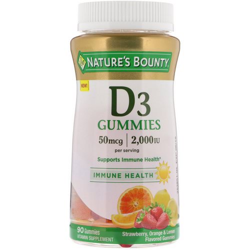 Nature's Bounty, Vitamin D3 Gummies, Strawberry, Orange & Lemon Flavored, 50 mcg (2,000 IU), 90 Gummies فوائد