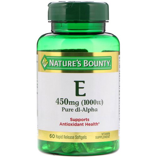 Nature's Bounty, Vitamin E, Pure Dl-Alpha, 450 mg (1000 IU), 60 Rapid Release Softgels فوائد