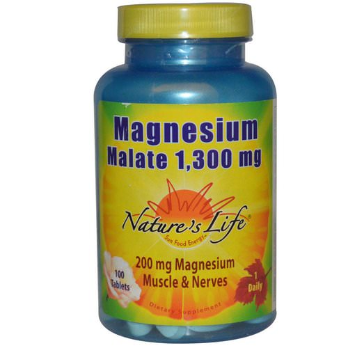 Nature's Life, Magnesium Malate, 1,300 mg, 100 Tablets فوائد