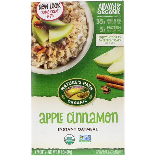 Nature's Path, Organic Instant Oatmeal, Apple Cinnamon, 8 Packets, 14 oz (400 g) فوائد
