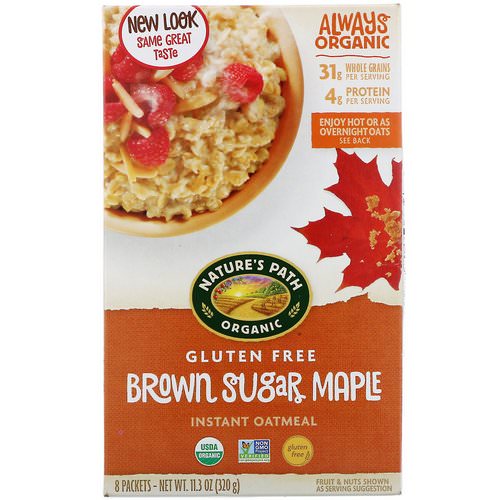 Nature's Path, Organic Instant Oatmeal, Brown Sugar Maple, 8 Packets, 11.3 oz (320 g) فوائد