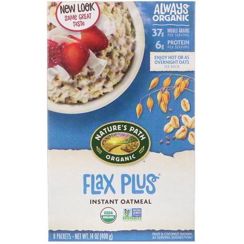 Nature's Path, Organic Instant Oatmeal, Flax Plus, 8 Packets, 14 oz (400 g) فوائد