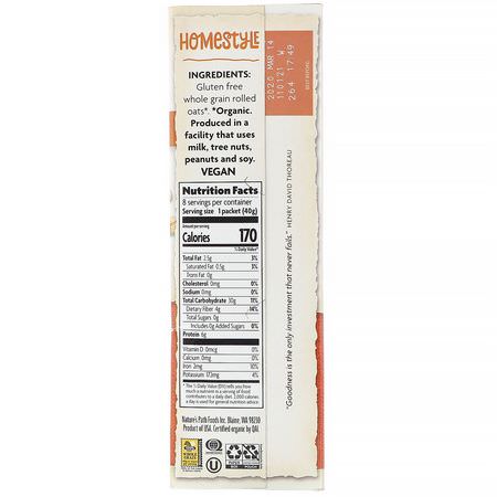 Nature's Path, Organic Instant Oatmeal, Homestyle, 8 Packets, 11.3 oz (320 g):الحب,ب الساخنة, دقيق الش,فان