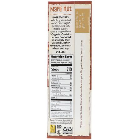 Nature's Path, Organic Instant Oatmeal, Maple Nut, 8 Packets, 14 oz (400 g):الحب,ب الساخنة, دقيق الش,فان