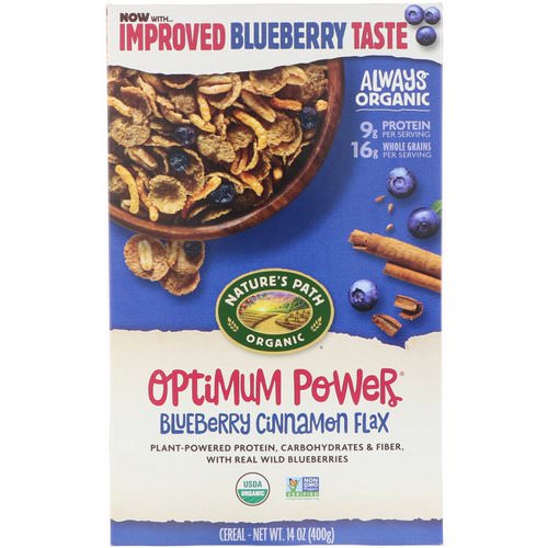 Nature's Path, Organic Optimum Power Cereal, Blueberry Cinnamon Flax, 14 oz (400 g) فوائد