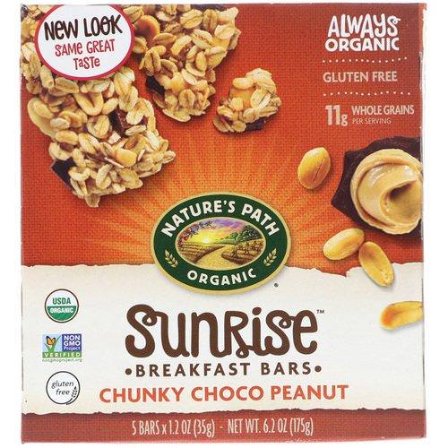 Nature's Path, Organic, Sunrise Breakfast Bars, Chunky Choco Peanut, 5 Bars, 1.2 oz (35 g) Each فوائد