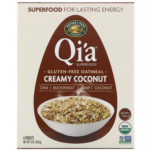 Nature's Path, Qi'a Superfood Oatmeal, Creamy Coconut, 6 Packets, 8 oz (228 g) فوائد