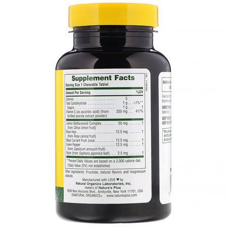 Nature's Plus, Acerola-C, Chewable, 250 mg, 90 Tablets:الأنفل,نزا ,السعال
