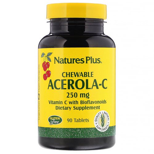 Nature's Plus, Acerola-C, Chewable, 250 mg, 90 Tablets فوائد