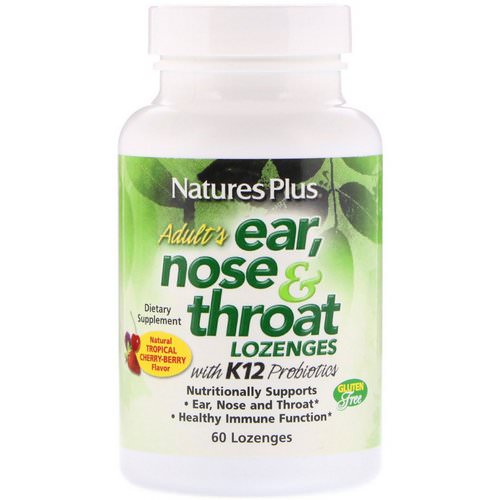 Nature's Plus, Adult's Ear, Nose & Throat Lozenges, Natural Tropical Cherry Berry, 60 Lozenges فوائد