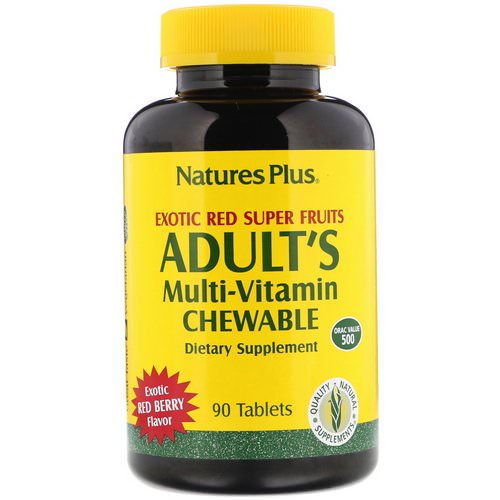 Nature's Plus, Adult's Multi-Vitamin Chewable, Exotic Red Berry, 90 Tablets فوائد