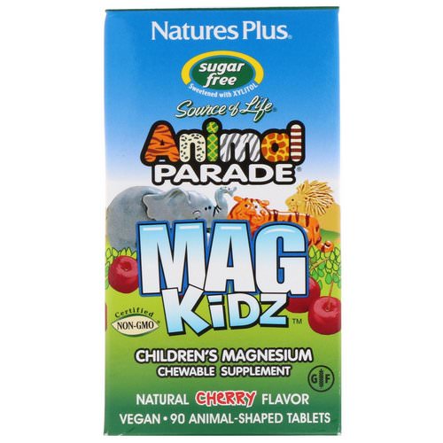 Nature's Plus, Animal Parade, MagKidz, Children's Magnesium, Natural Cherry Flavor, 90 Animal-Shaped Tablets فوائد