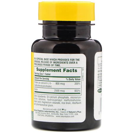 Nature's Plus, Biotin & Folate, 30 Tablets:حمض الف,ليك ,فيتامين ب
